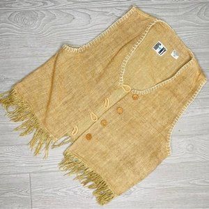 Cotton HG NY fringe woven vest sleeveless shirt size large western boho